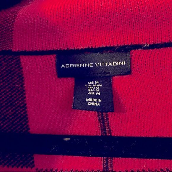 Adrienne Vittadini Buffalo Plaid Cardigan Sweater Pockets Double Zipper Sz Med - Picture 6 of 6